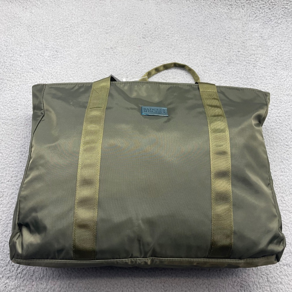 NWT Badgley Mischka Olive Green Uncomplicated Nylon Weekender Tote Bag Carry On